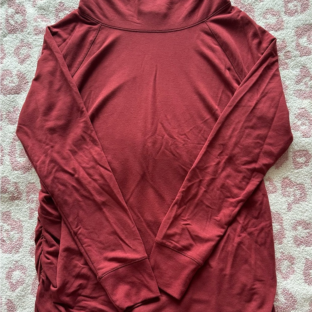Women's Maternity Burgundy Cowl-Nevk Top